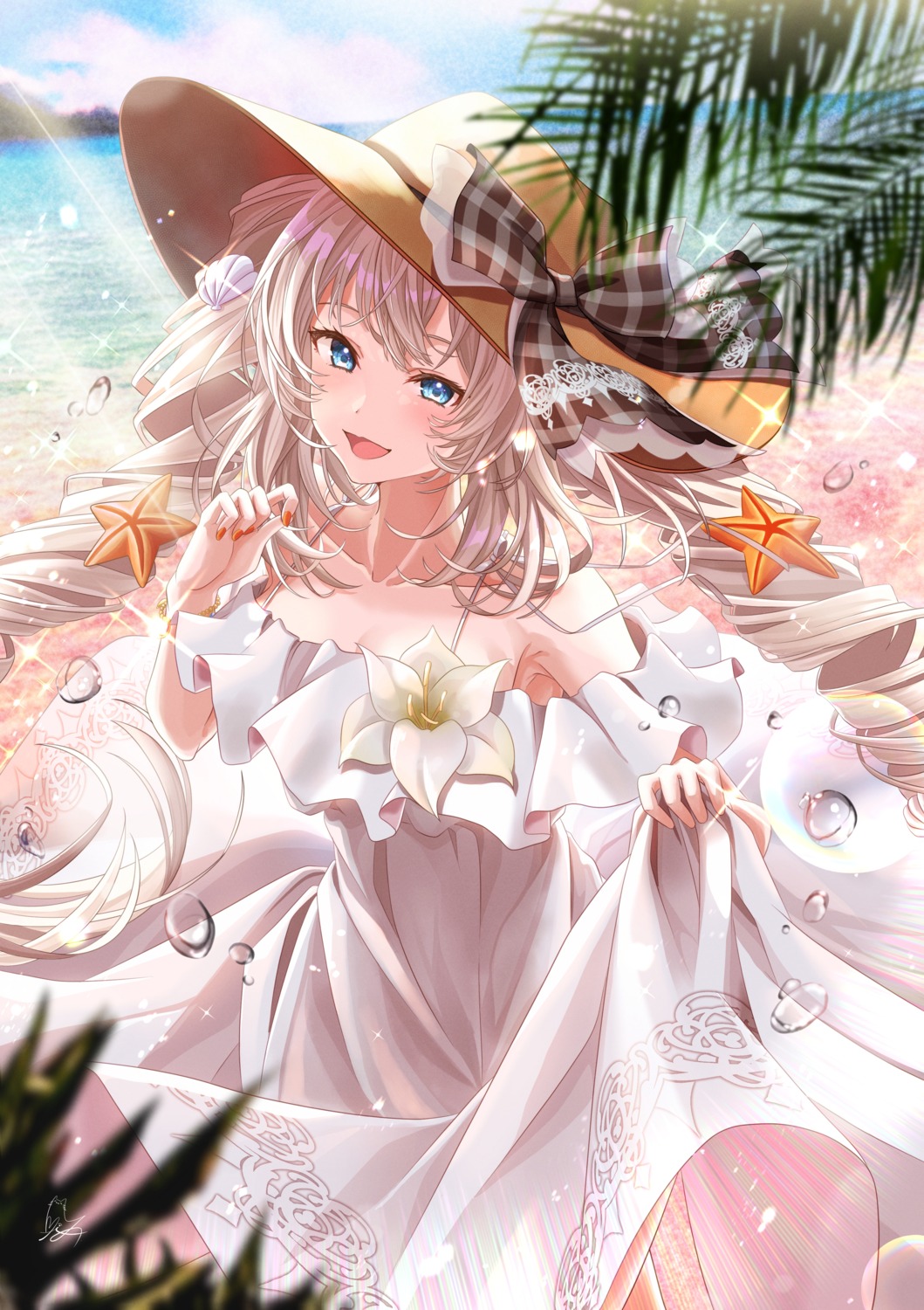 dress fate/grand_order marie_antoinette_(fate/grand_order) skirt_lift summer_dress totomiya