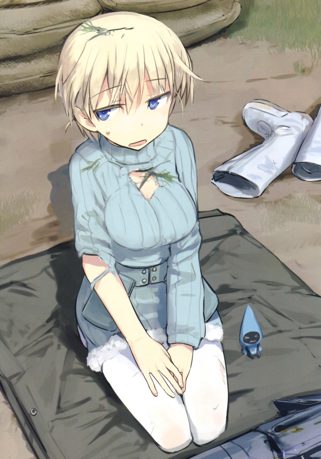 nikka_edvardine_katajainen pantyhose shimada_humikane strike_witches torn_clothes