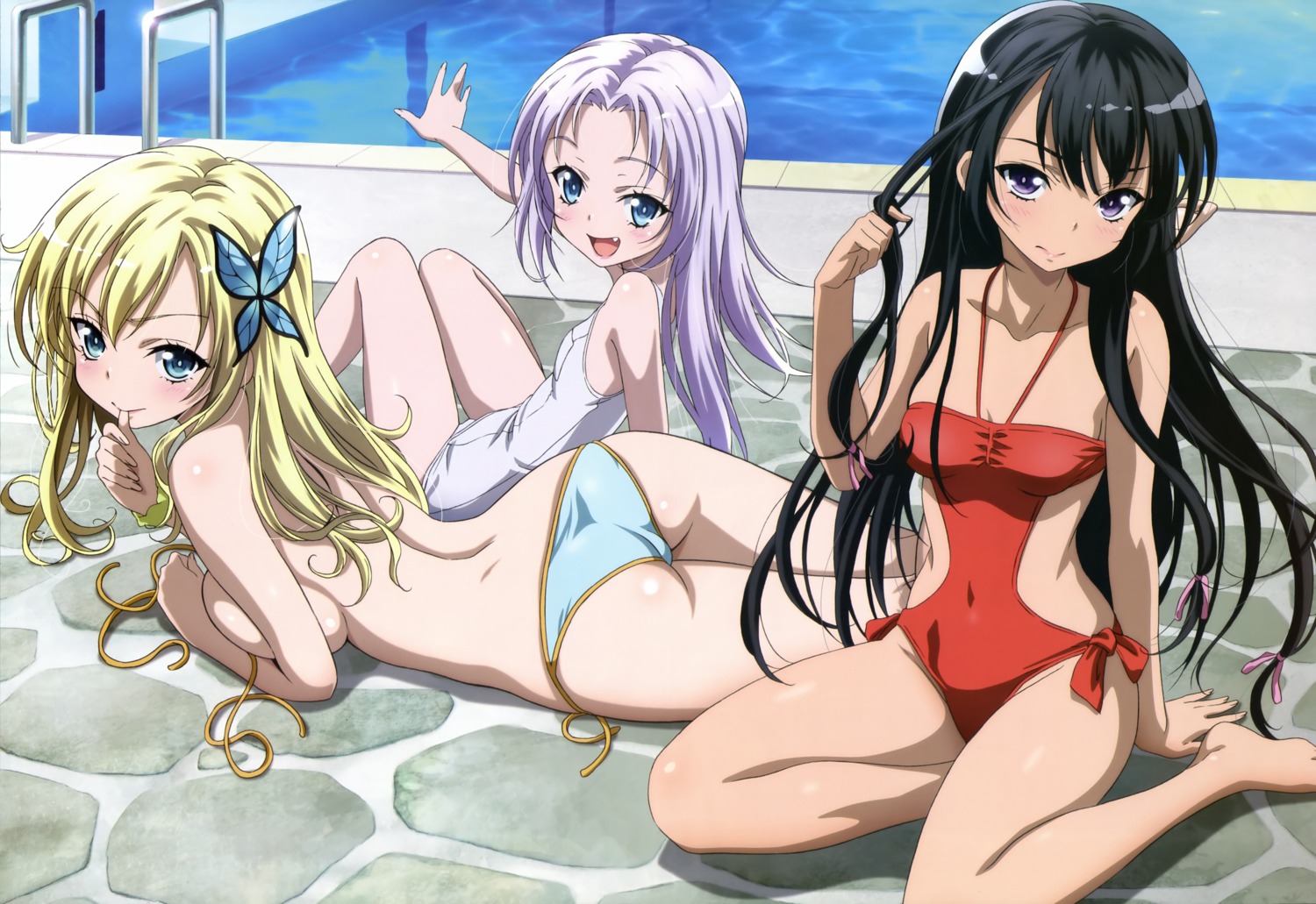 bikini boku_wa_tomodachi_ga_sukunai ishikawa_tomomi kashiwazaki_sena mikazuki_yozora school_swimsuit swimsuits takayama_maria topless