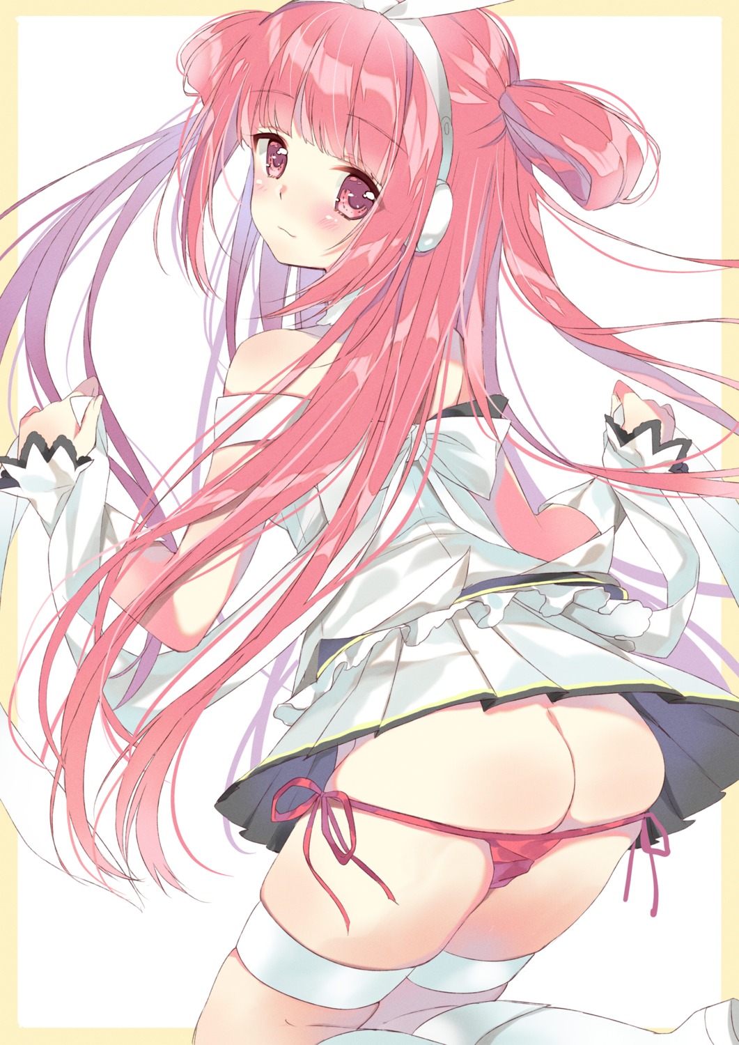 ameno_usari ameto ass beatmania beatmania_iidx garter headphones hinamori_mayuri pantsu panty_pull string_panties