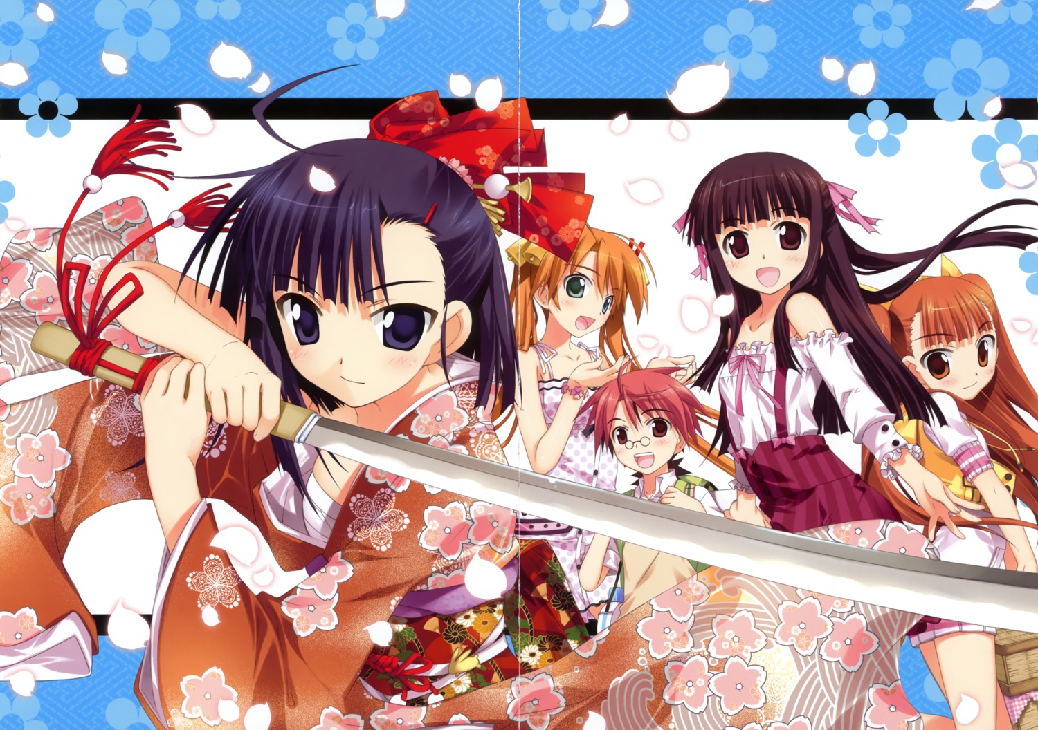 anna_yurievna_cocolova crease fixme fujima_takuya japanese_clothes kagurazaka_asuna konoe_konoka mahou_sensei_negima negi_springfield sakurazaki_setsuna sword