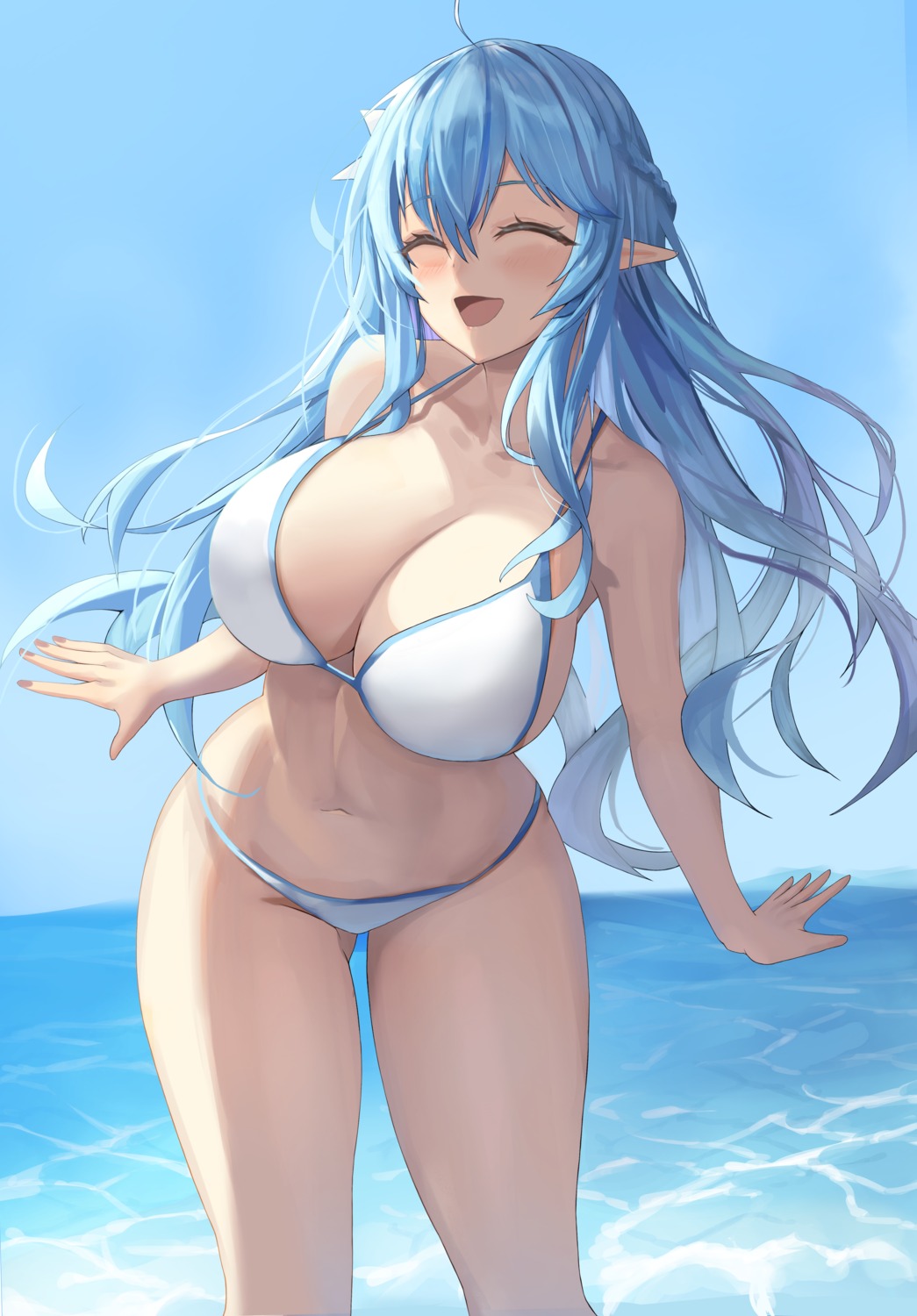 bikini elf hololive lkdv pointy_ears swimsuits yukihana_lamy