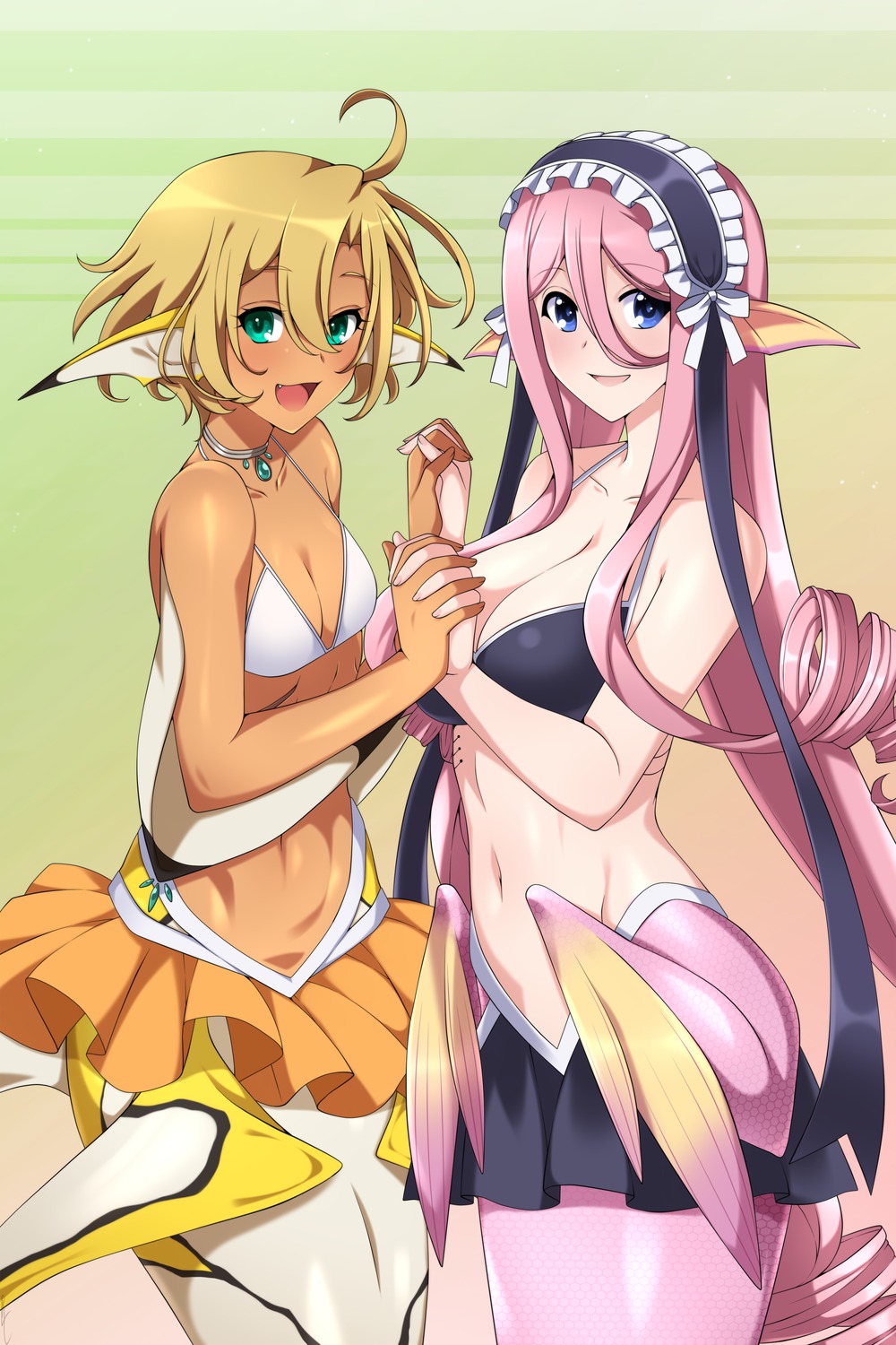 bikini crossover lindaroze lulala_heine mermaid meroune_lorelei monster_girl monster_musume_no_iru_nichijou monster_musume_no_oisha-san swimsuits tail