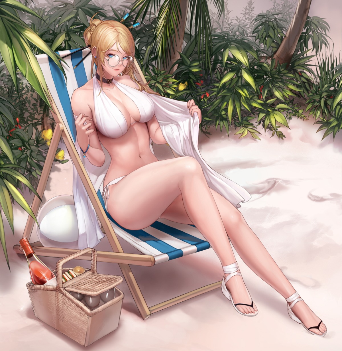 bikini cleavage dungeon_fighter megane monaim swimsuits