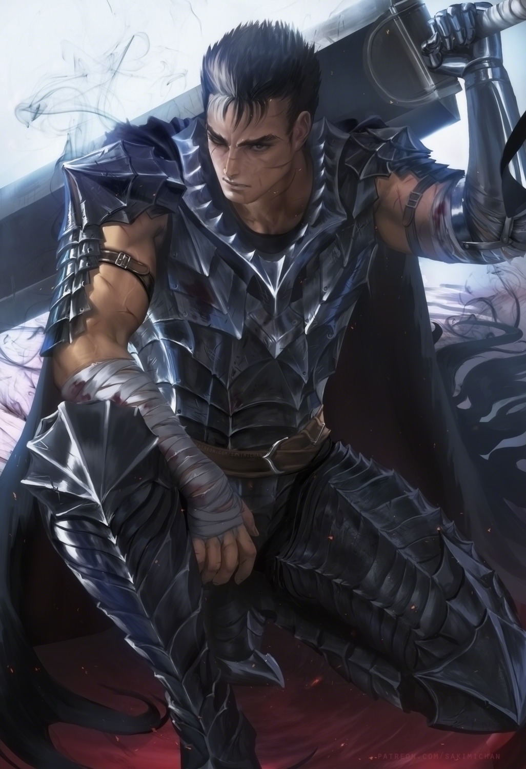 armor berserk guts male official_watermark sakimichan sword