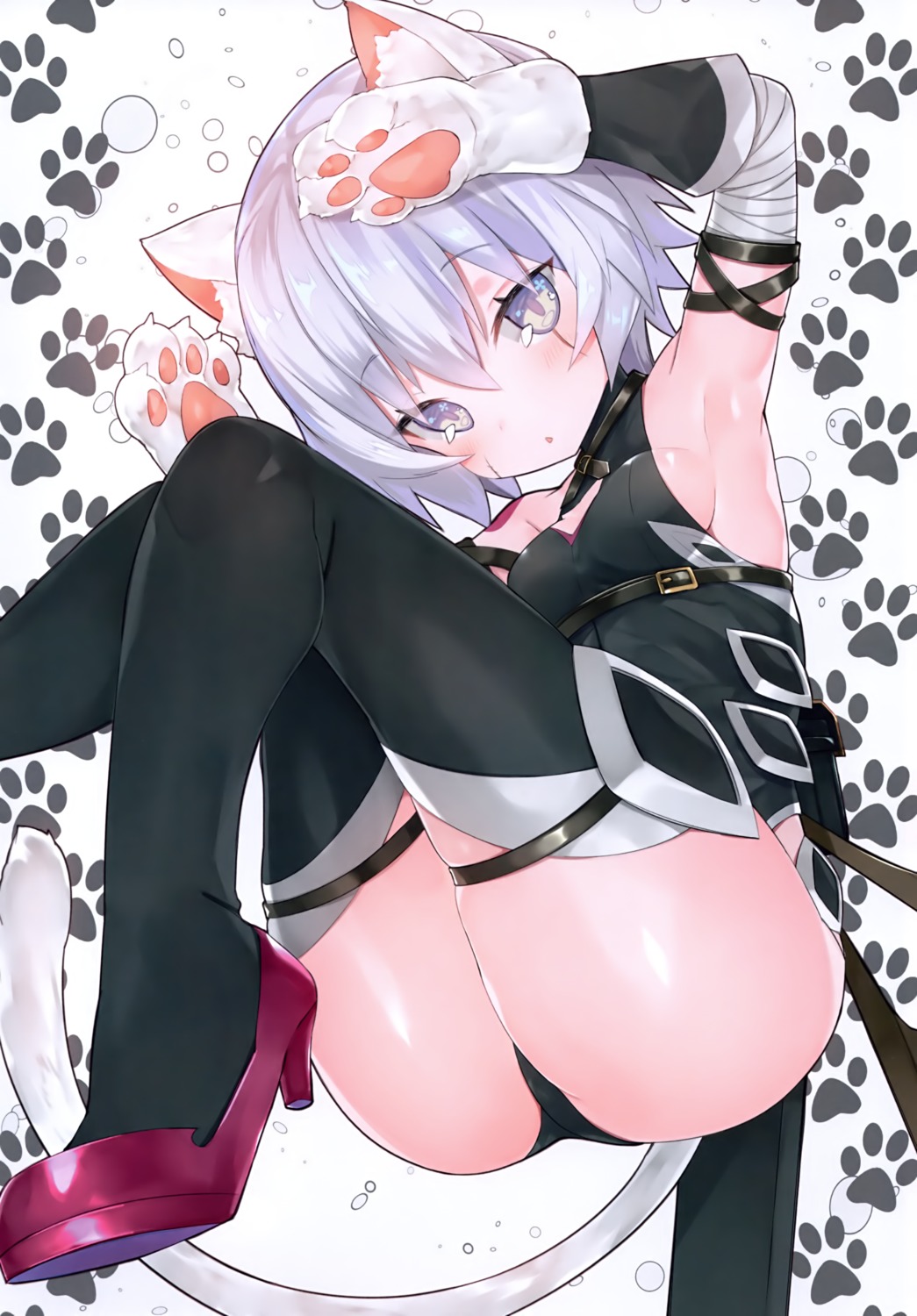 animal_ears bandages fate/grand_order garter heels jack_the_ripper nekomimi no_bra pantsu suzuho_hotaru tail thighhighs