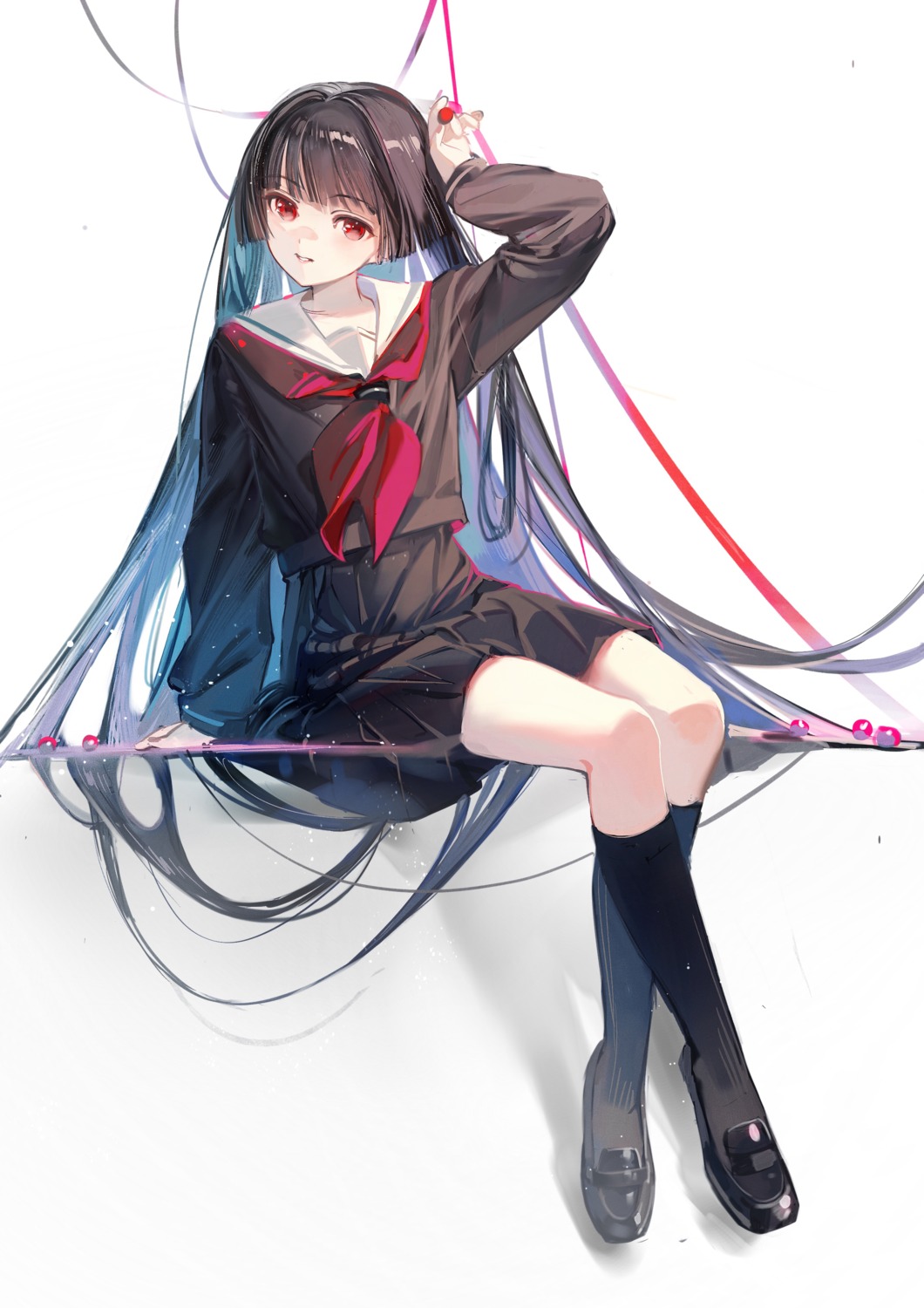 enma_ai jigoku_shoujo rumoon seifuku skirt_lift