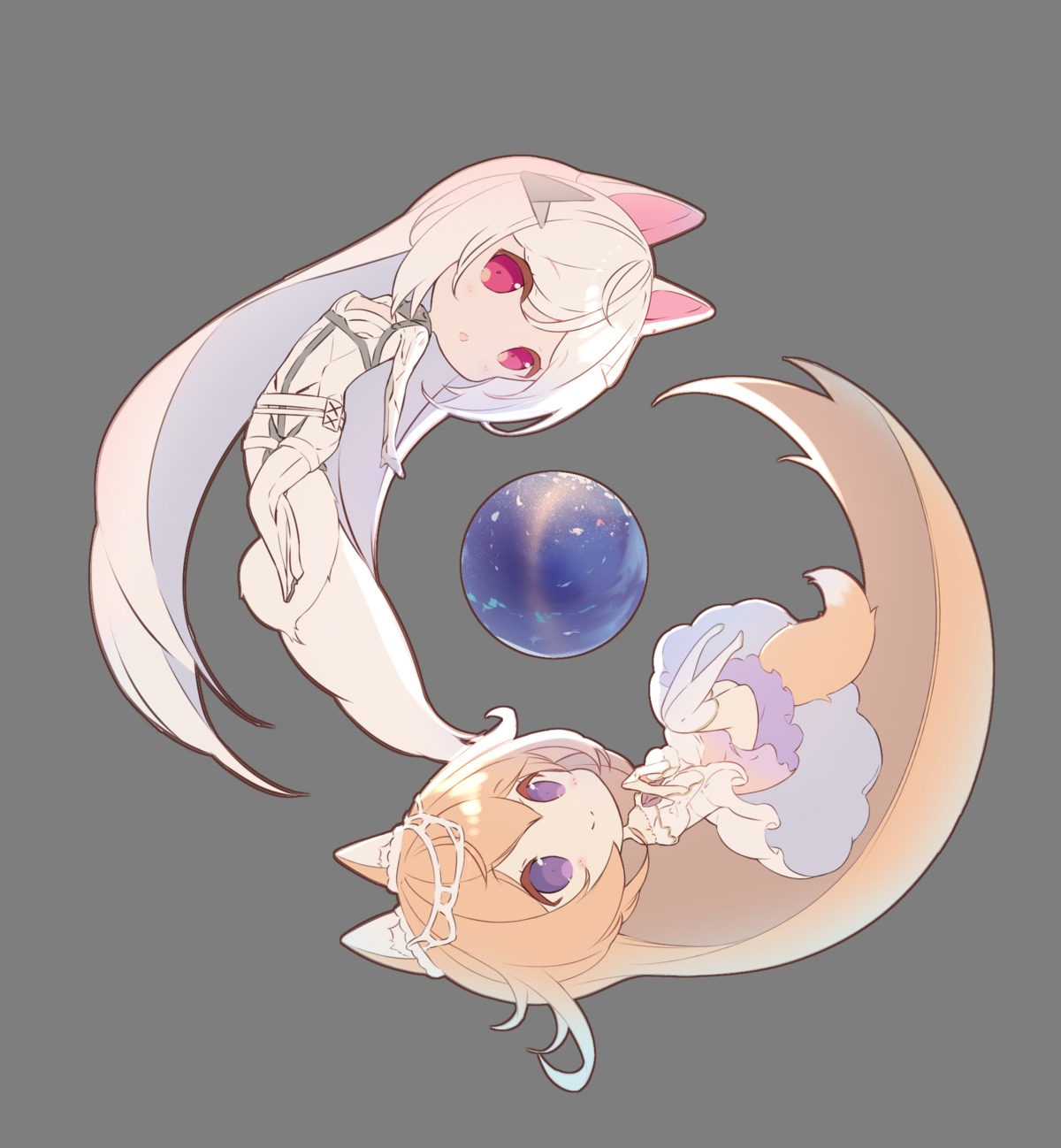 animal_ears bodysuit chibi dress kitsune mysteria_(p19) p19 skirt_lift sylvie_milia_leclerc tail thighhighs transparent_png