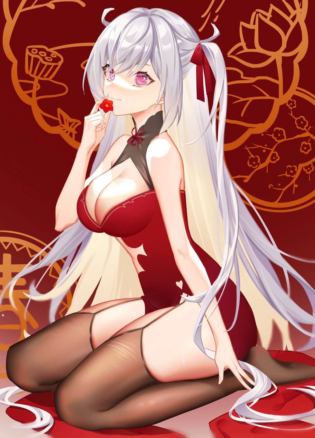 azur_lane chinadress no_bra qiao_gongzi stockings thighhighs