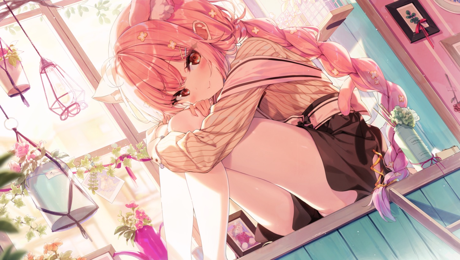 animal_ears nekomimi shnva skirt_lift tail