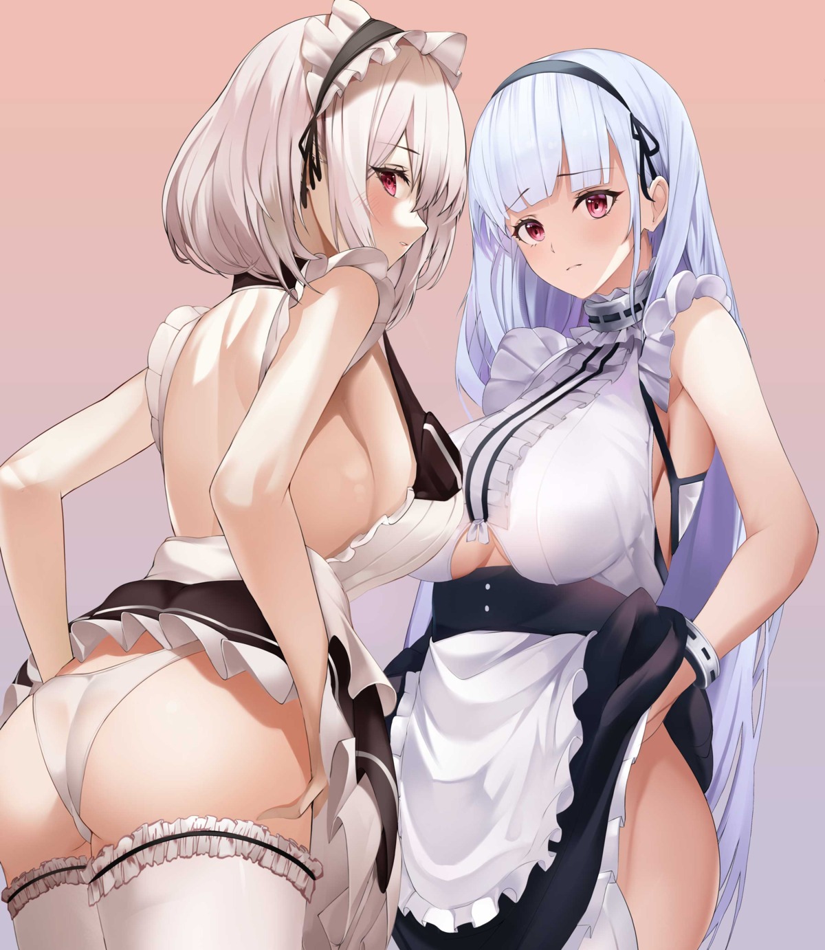 ass azur_lane dido_(azur_lane) maid nevin_(flyskying) no_bra pantsu sirius_(azur_lane) skirt_lift thighhighs