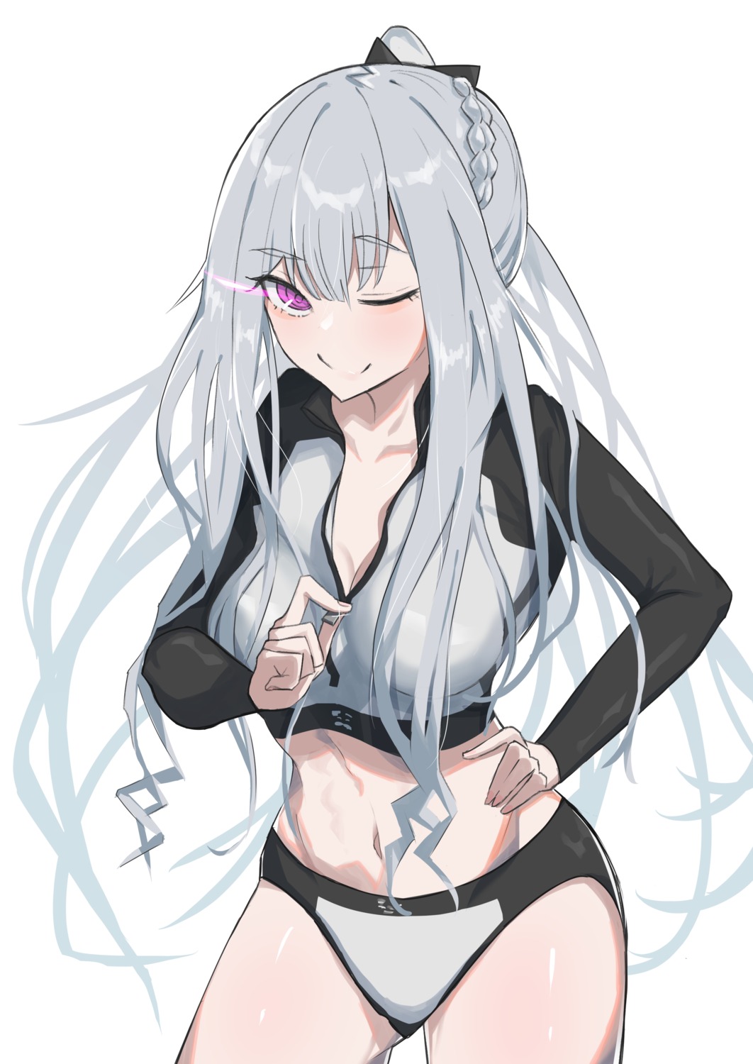 ak-12_(girls_frontline) buruma cleavage fuku00 girls_frontline gym_uniform open_shirt undressing