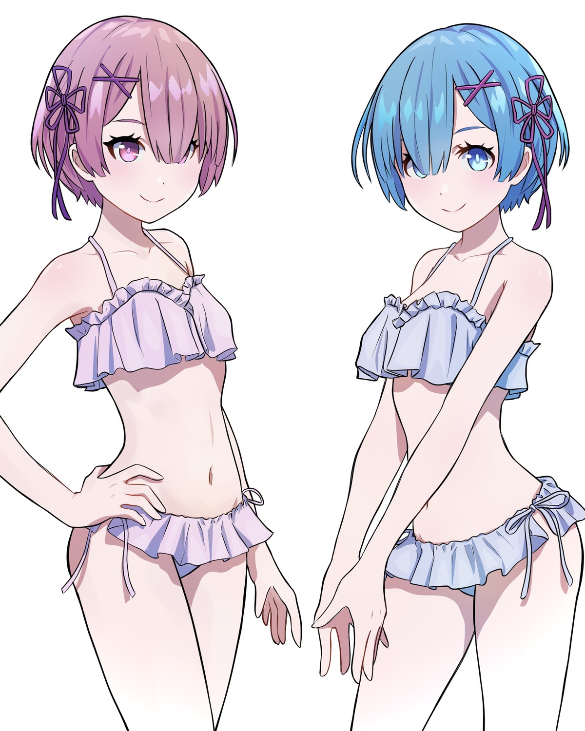 bikini na-suke ram_(re_zero) re_zero_kara_hajimeru_isekai_seikatsu rem_(re_zero) swimsuits