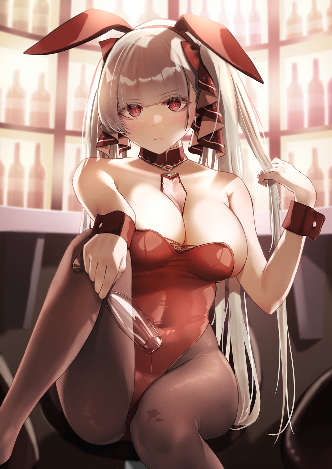 animal_ears azur_lane bunny_ears bunny_girl classic_(zildjian33) formidable_(azur_lane) no_bra pantyhose