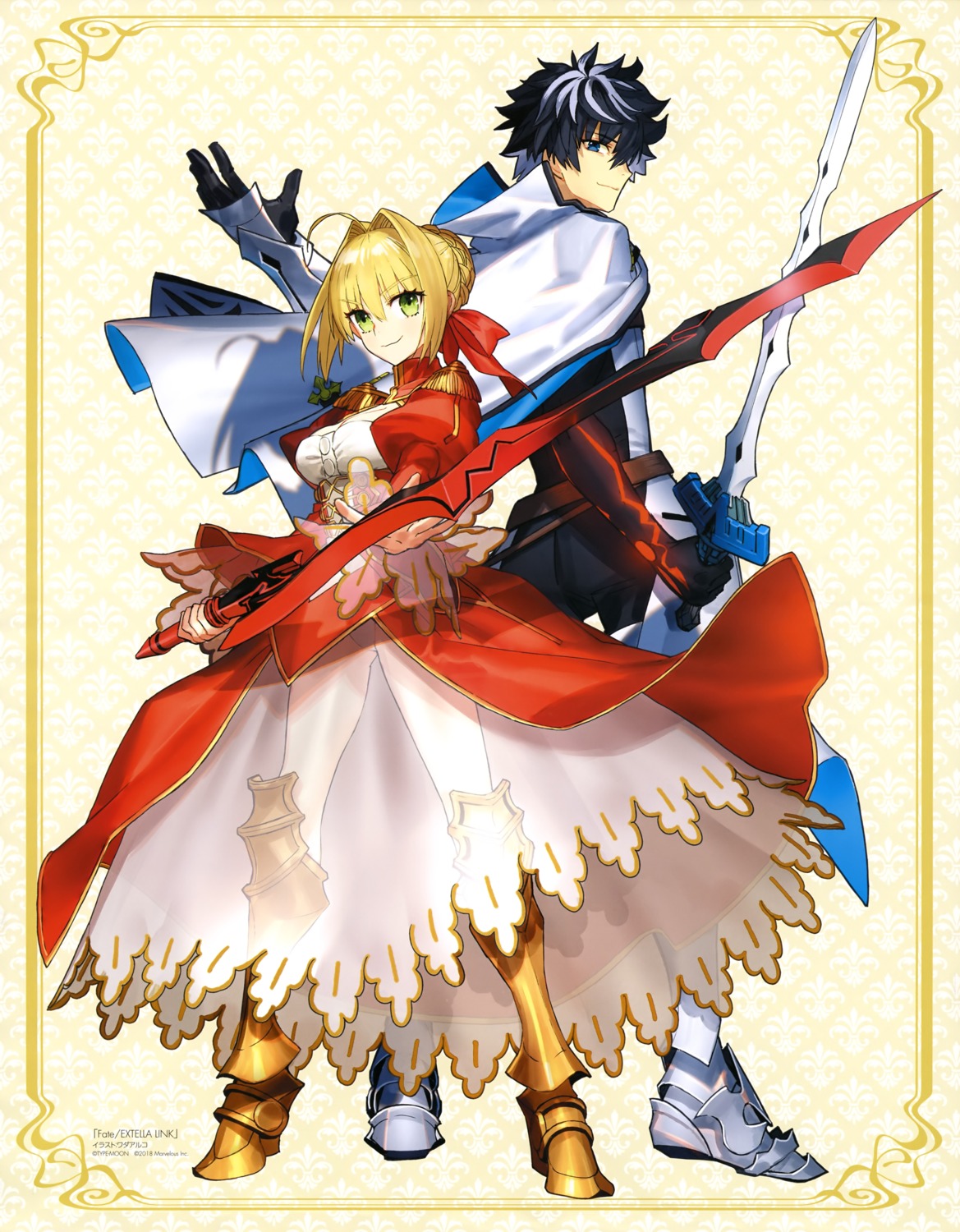 fate/extella link charlemagne (saber) saber extra armor cleavage dress ...