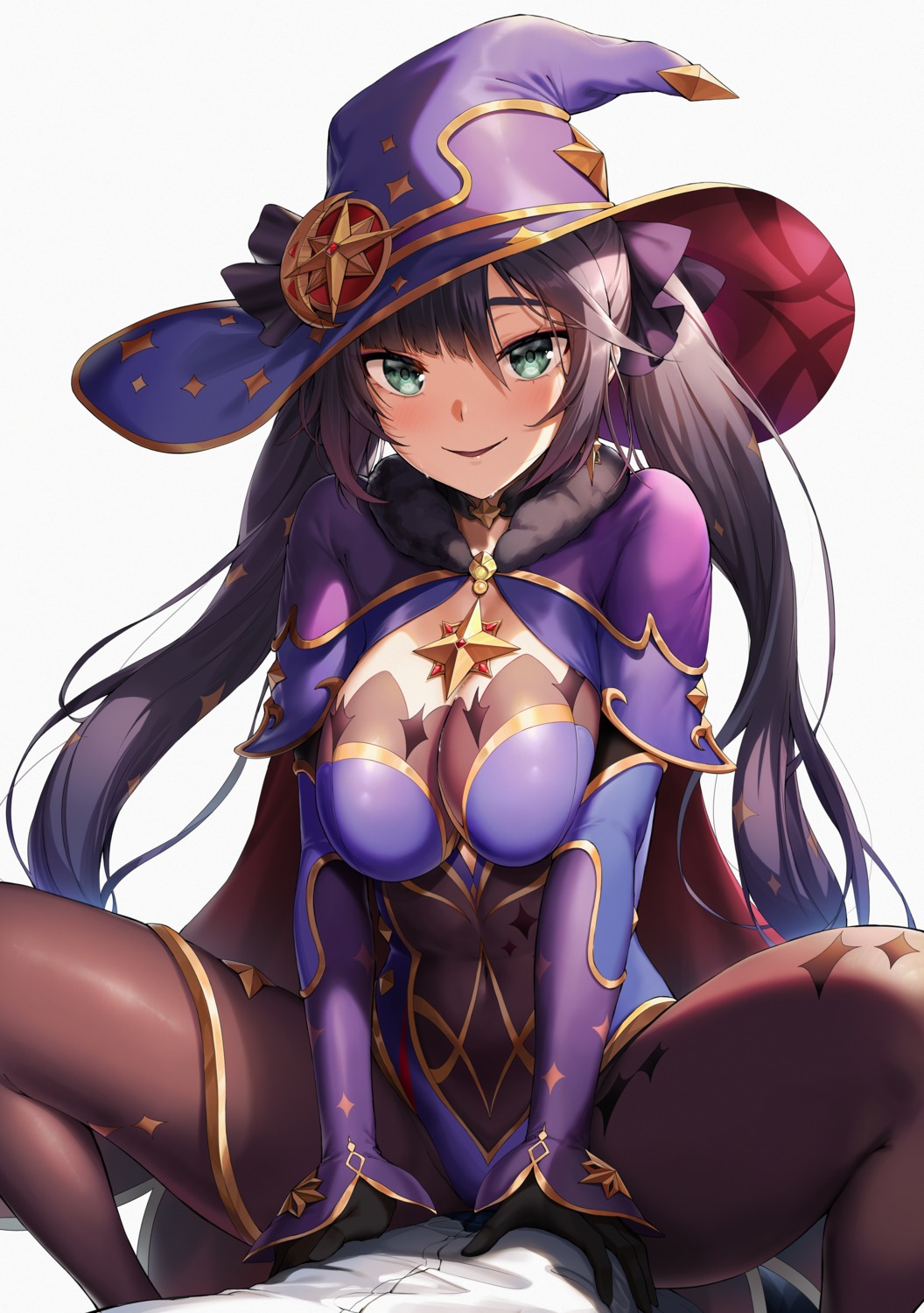 garter genshin_impact greem_bang leotard mona_megistus pantyhose witch