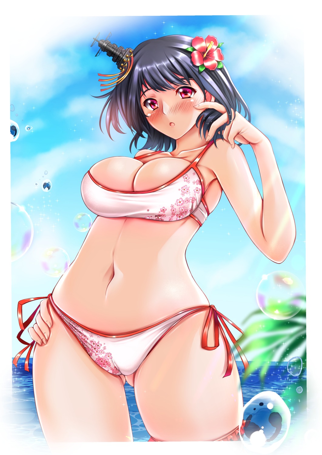 bikini cameltoe cleavage garter kantai_collection siki2046 swimsuits yamashiro_(kancolle)