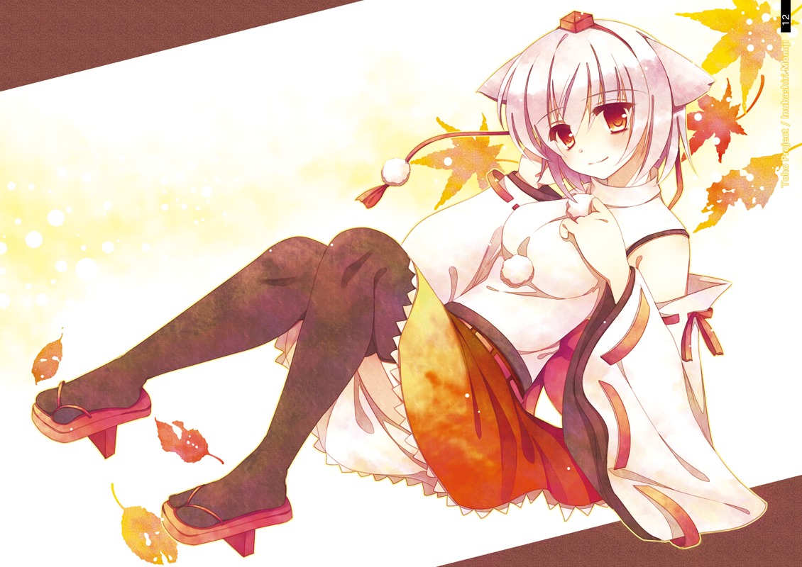 animal_ears inubashiri_momiji japanese_clothes mirin thighhighs touhou