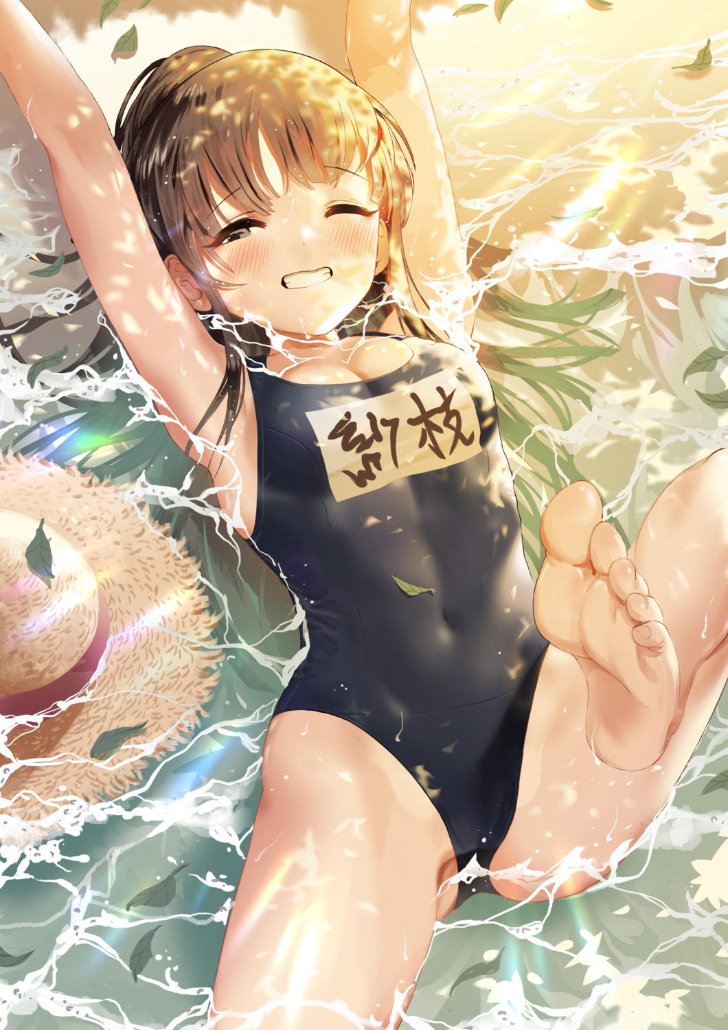 bsue cameltoe cleavage feet kobayakawa_sae school_swimsuit swimsuits the_idolm@ster the_idolm@ster_cinderella_girls wet