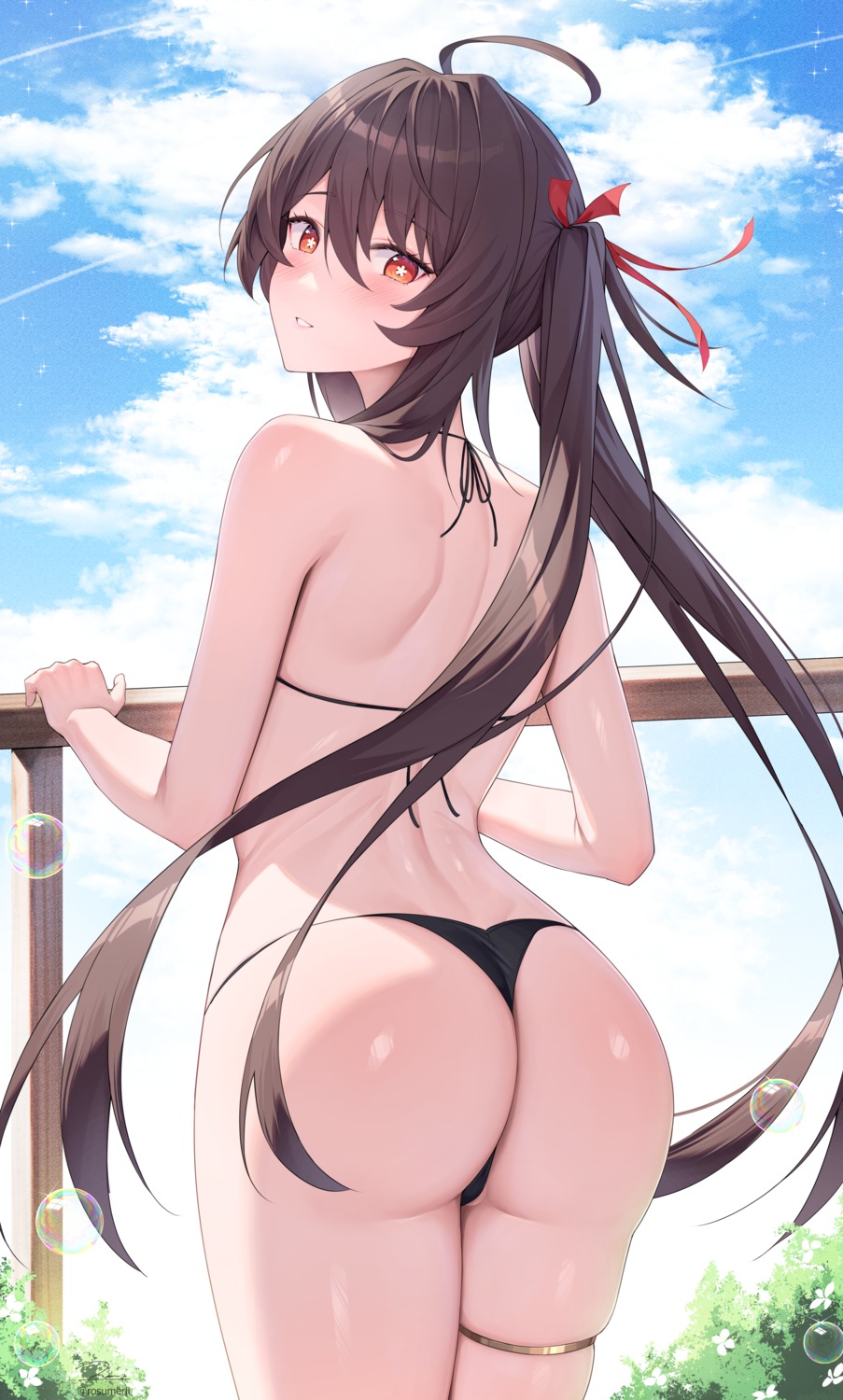 ass bikini garter genshin_impact hu_tao rosumerii swimsuits thong