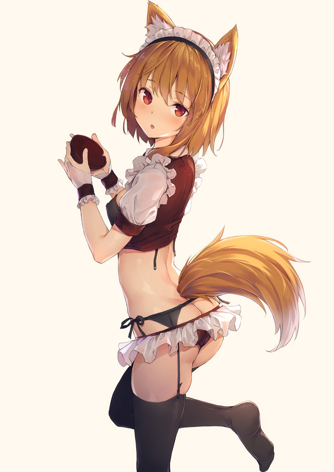 animal_ears ass erect_nipples garter_belt maid stockings sy4 tail thighhighs