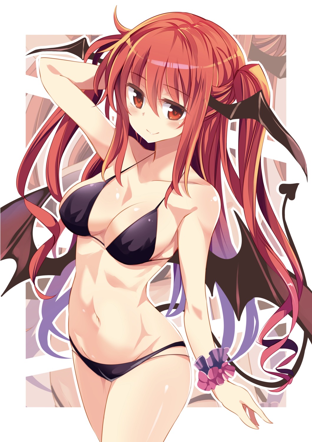 bikini cleavage koakuma matsuri_uta swimsuits tail touhou wings