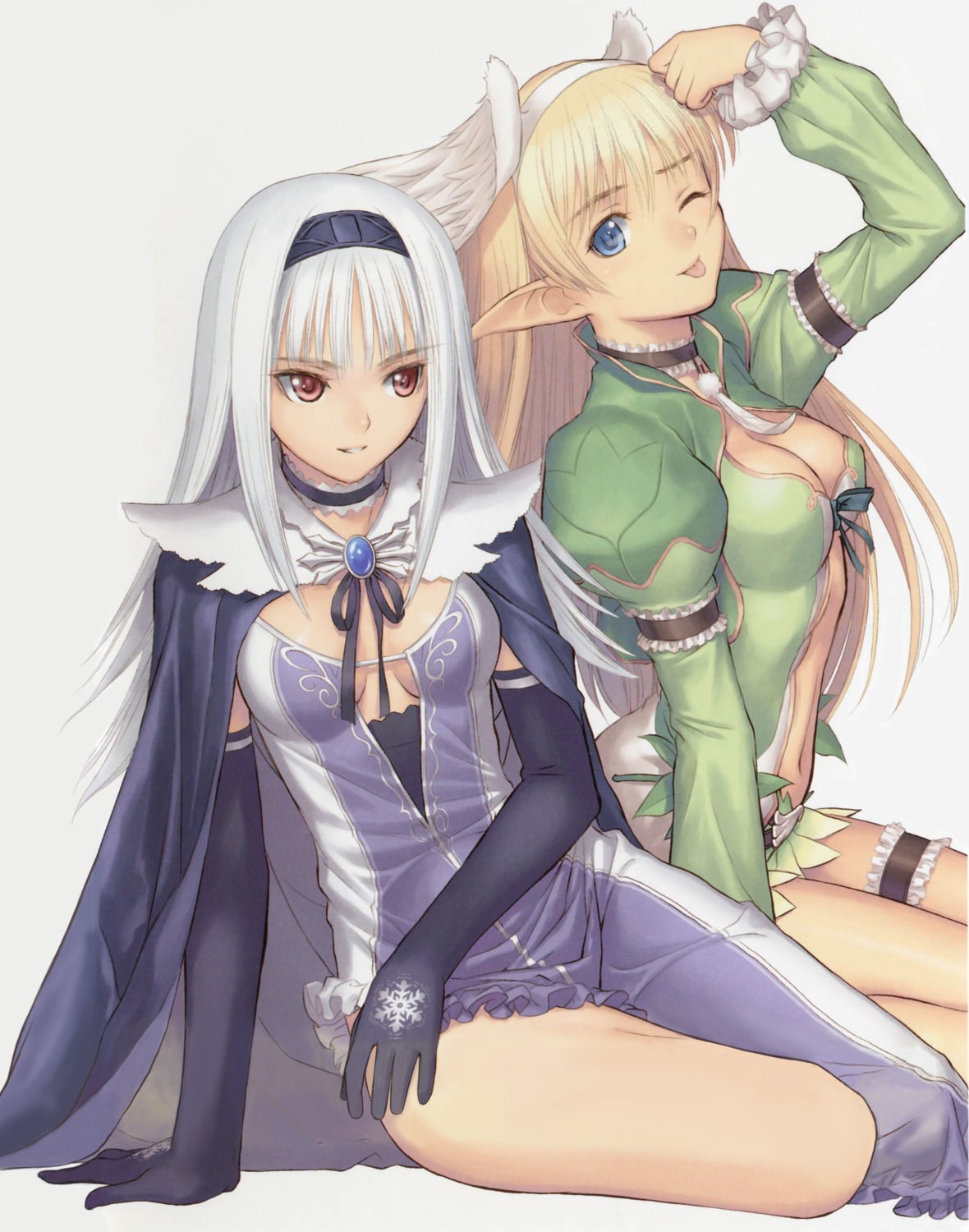 blanc_neige cleavage elf elwing garter pointy_ears shining_tears shining_world tony_taka