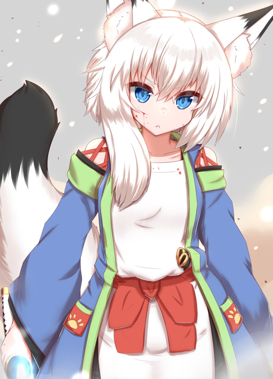 animal_ears blood horokusa japanese_clothes kitsune sword tail