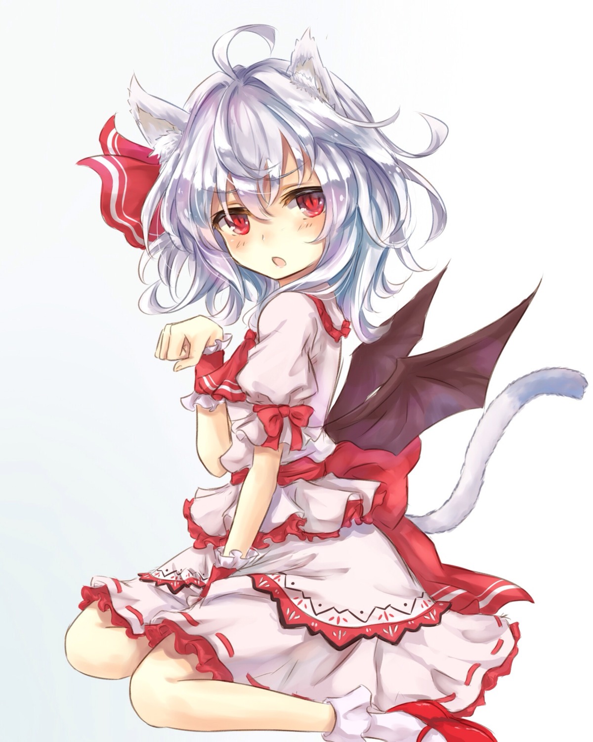 animal_ears azuuru nekomimi remilia_scarlet tail touhou wings