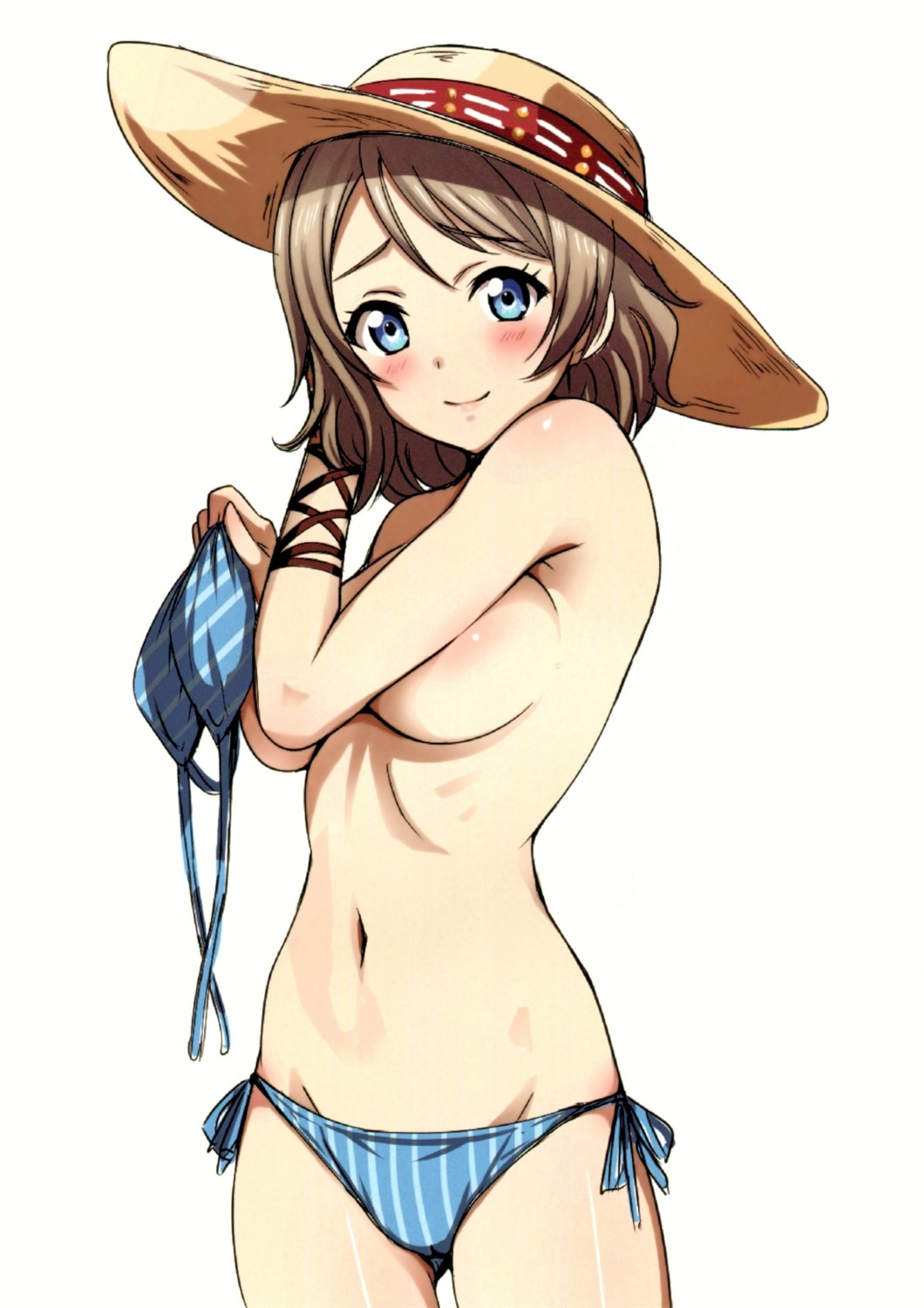 bikini breast_hold love_live!_sunshine!! sankuro swimsuits topless watanabe_you