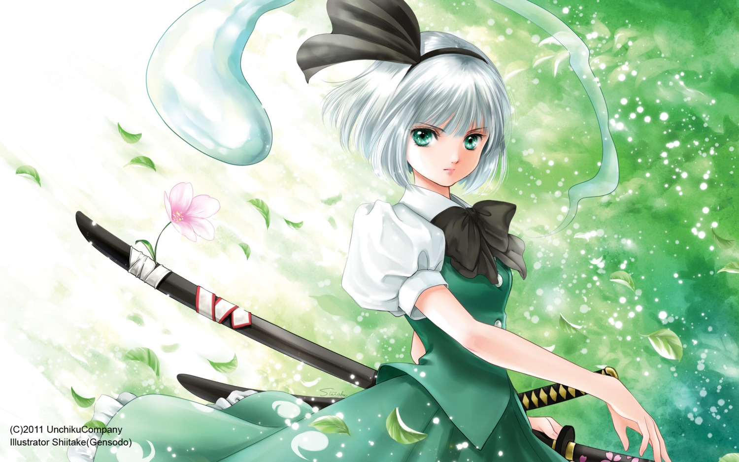 konpaku_youmu myon shiitake sword touhou wallpaper