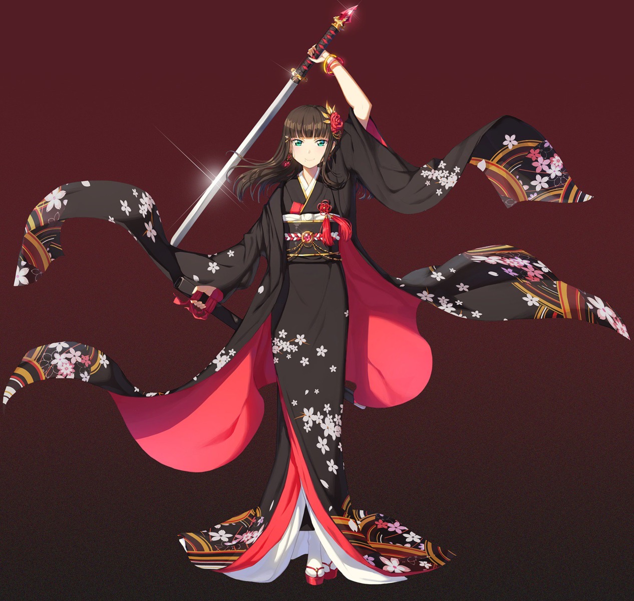 corset_(artist) kimono kurosawa_dia love_live!_sunshine!! sword