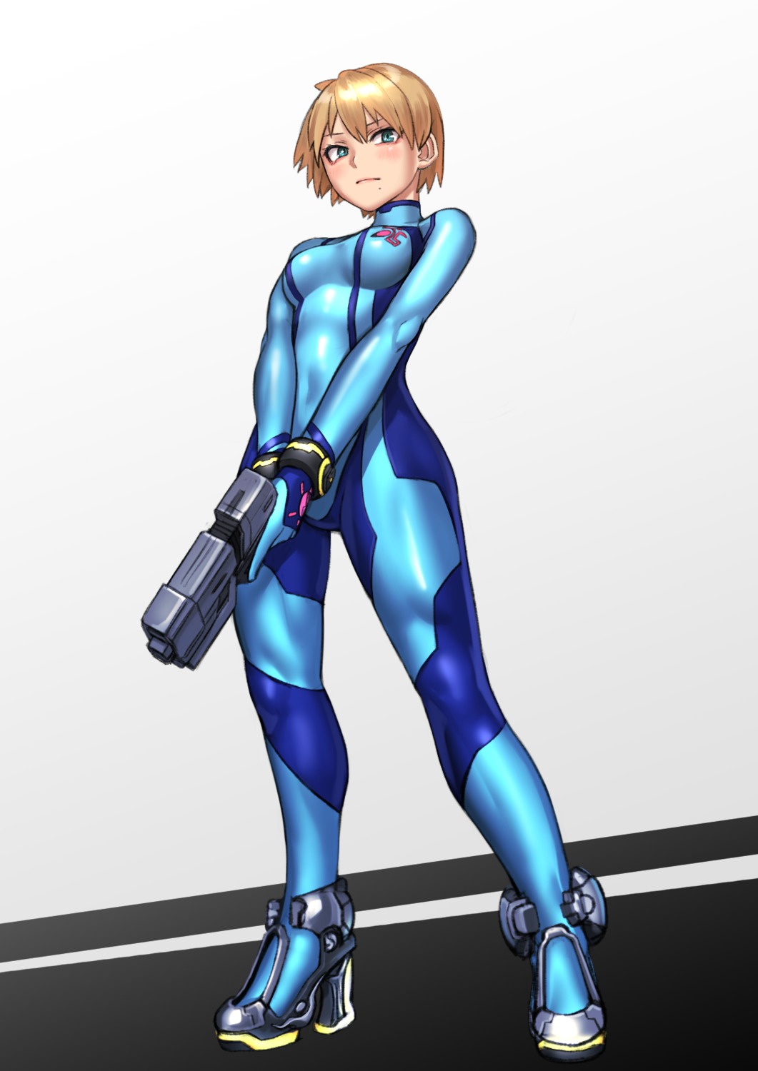 bodysuit gun heels kilye_kairi metroid samus_aran