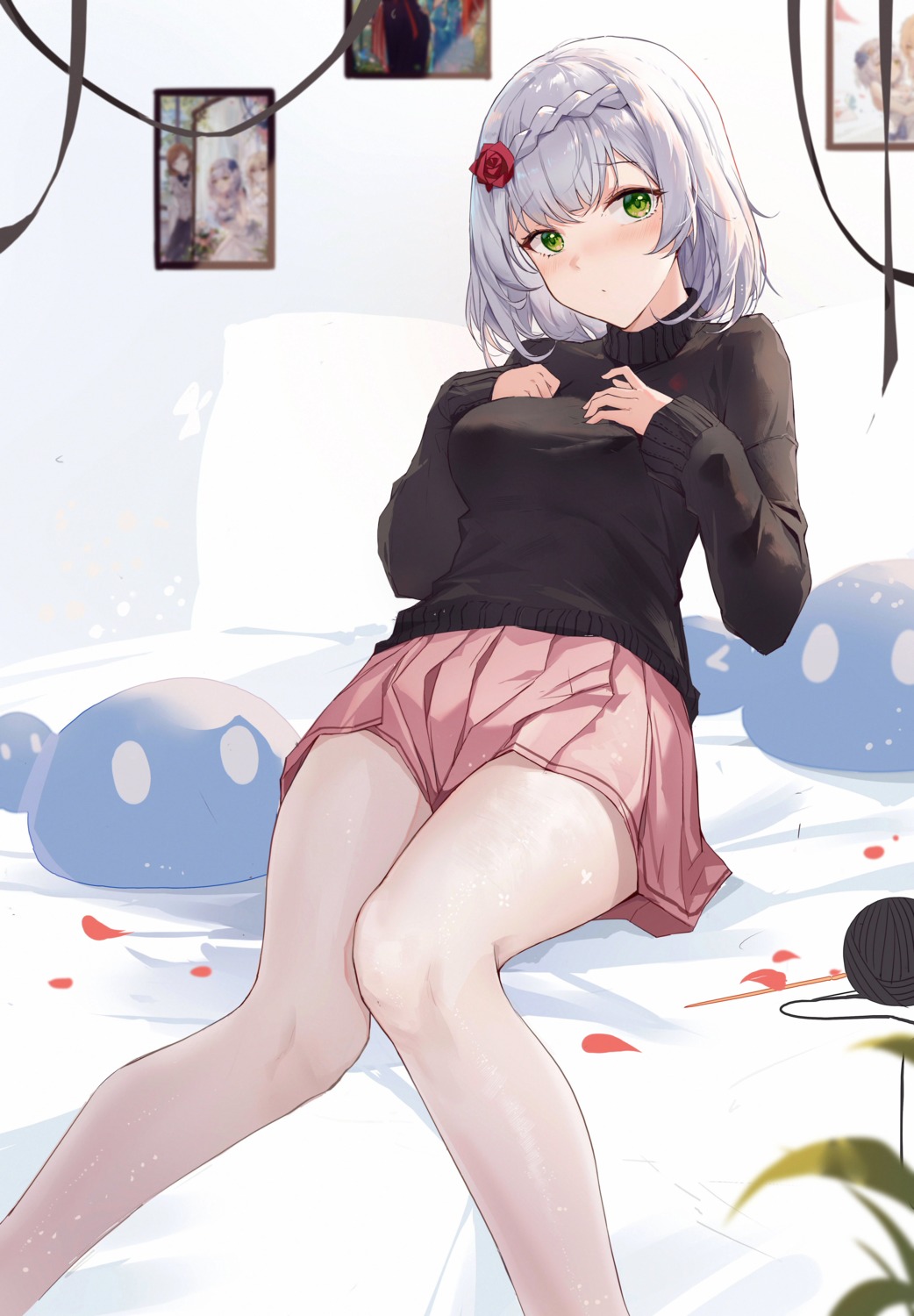 genshin_impact jpeg_artifacts noelle_(genshin_impact) skirt_lift sweater yajuu