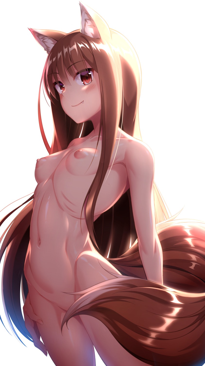 animal_ears dosu_(doseven) holo naked nipples spice_and_wolf tail