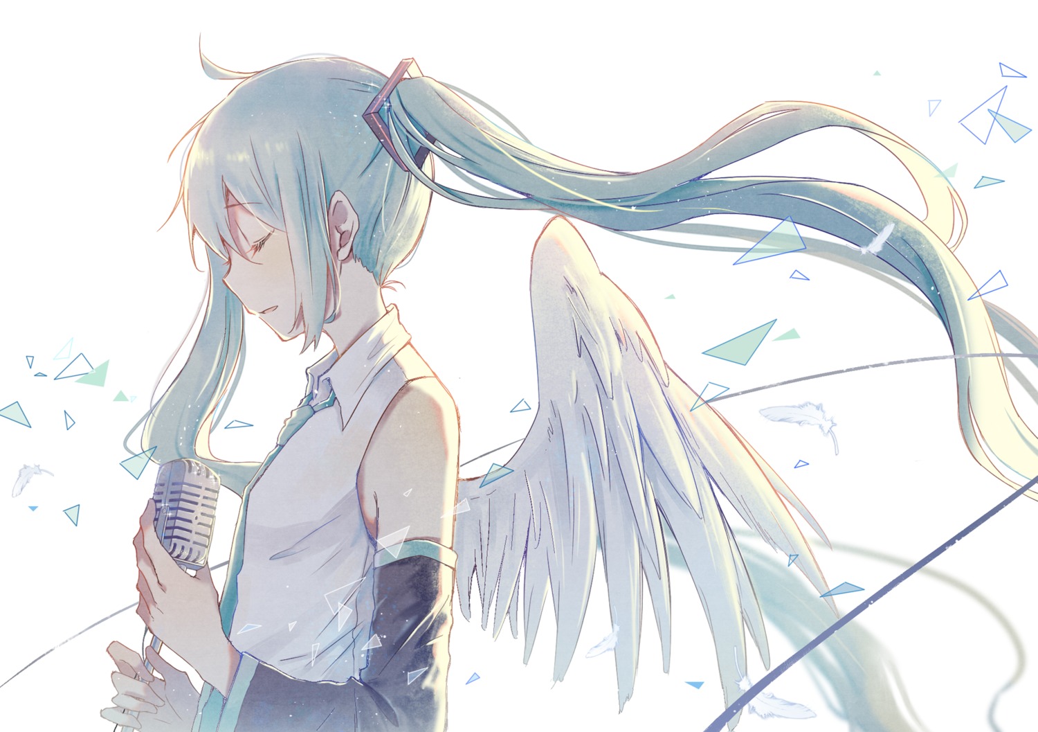 hatsune_miku mimengfeixue vocaloid wings