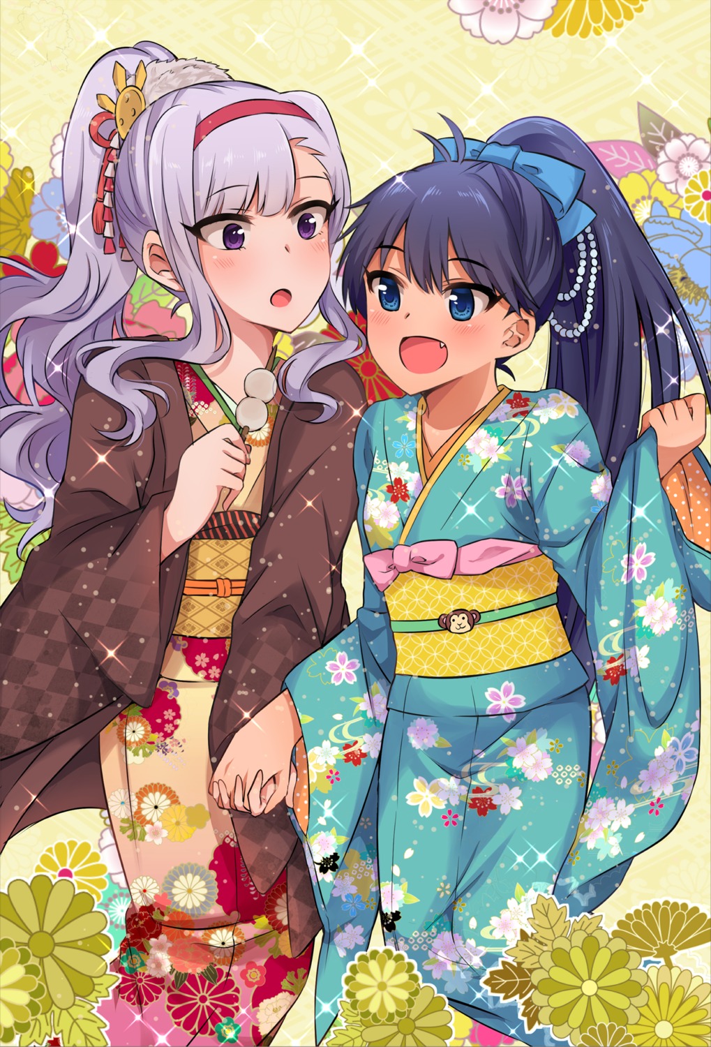 ganaha_hibiki kimono shijou_takane the_idolm@ster usameruti