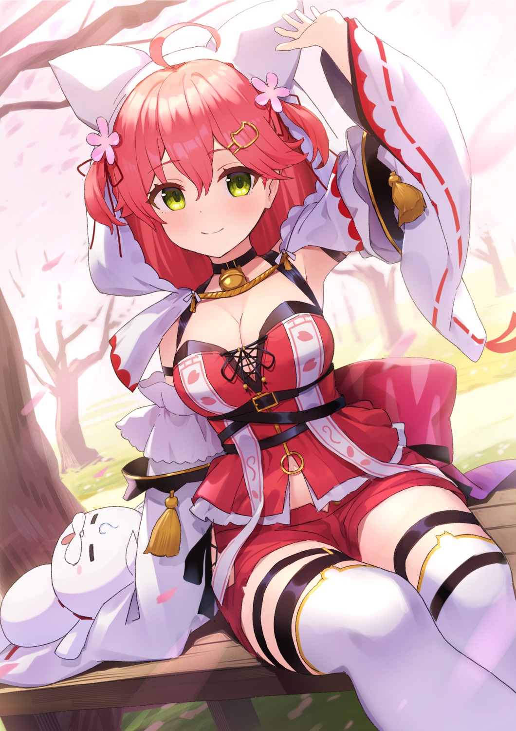 animal_ears garter hololive mimihachi sakura_miko thighhighs