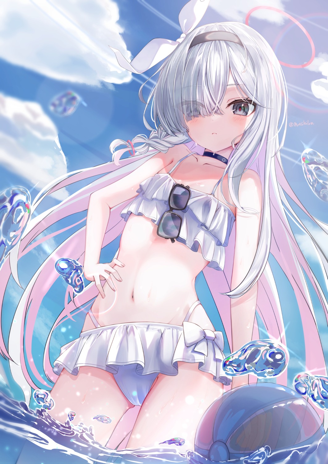 arona_(blue_archive) bikini blue_archive cameltoe halo loli mashilon megane plana_(blue_archive) swimsuits wet