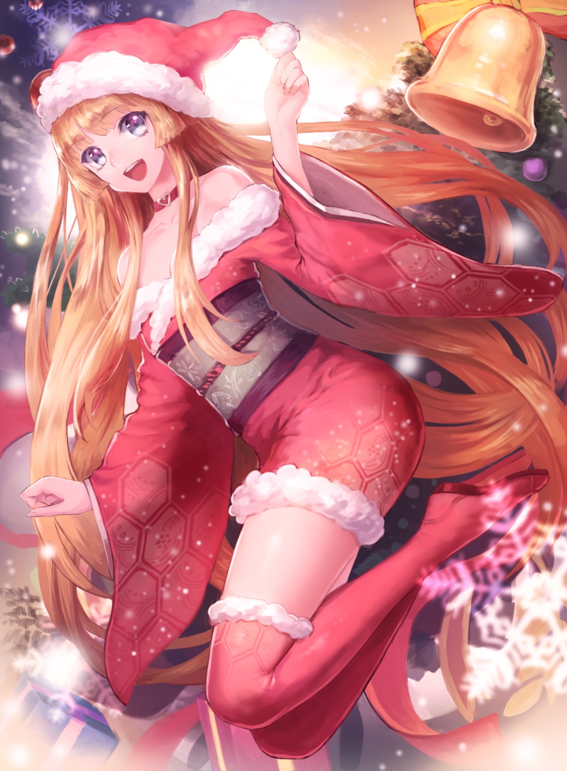 christmas japanese_clothes meto thighhighs