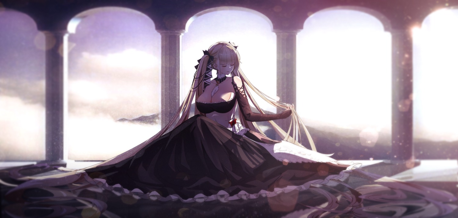 azur_lane cleavage dress formidable_(azur_lane) gothic_lolita lolita_fashion mikusun no_bra wings