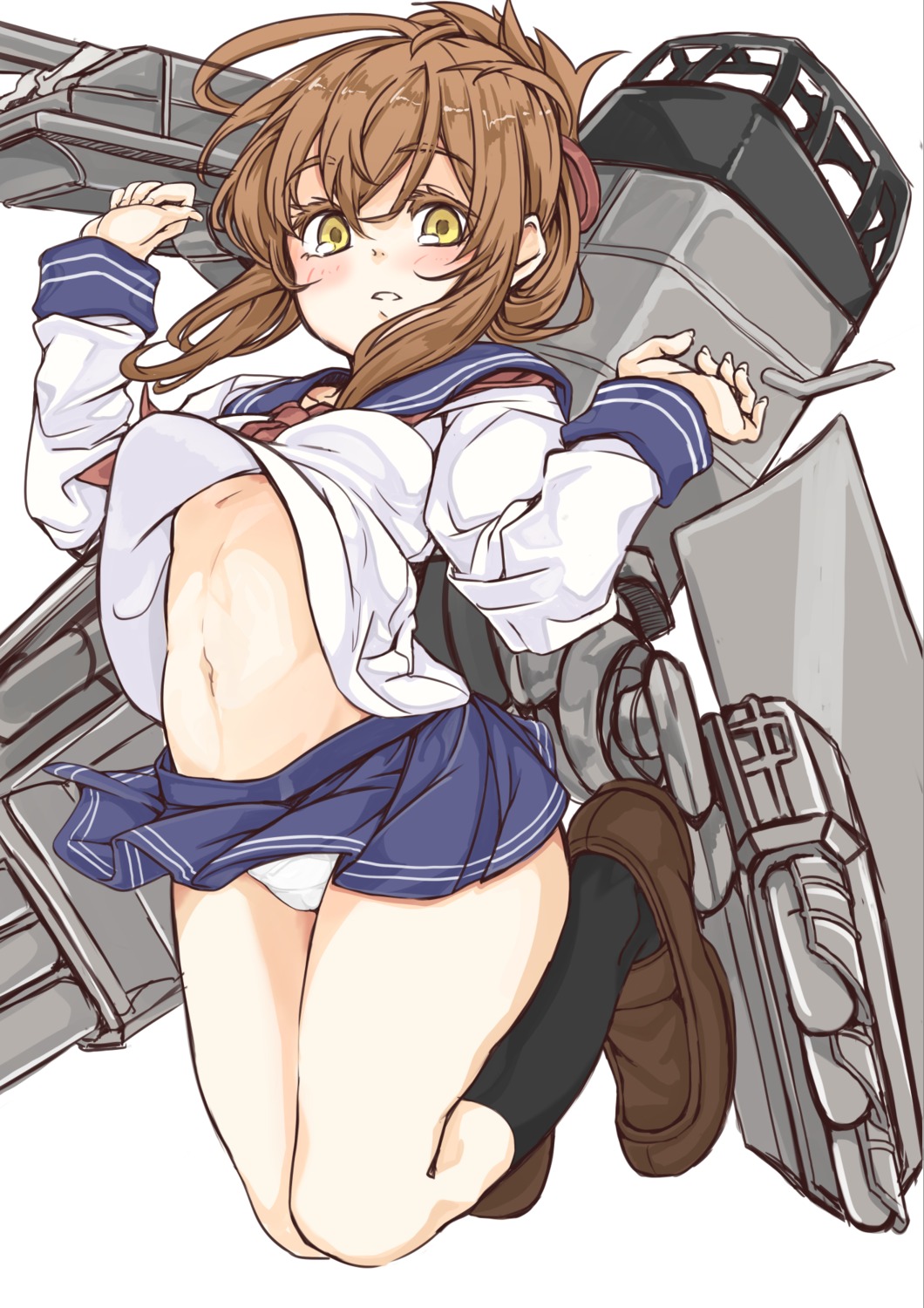 inazuma_(kancolle) kamo_(kamomedia) kantai_collection pantsu seifuku shirt_lift