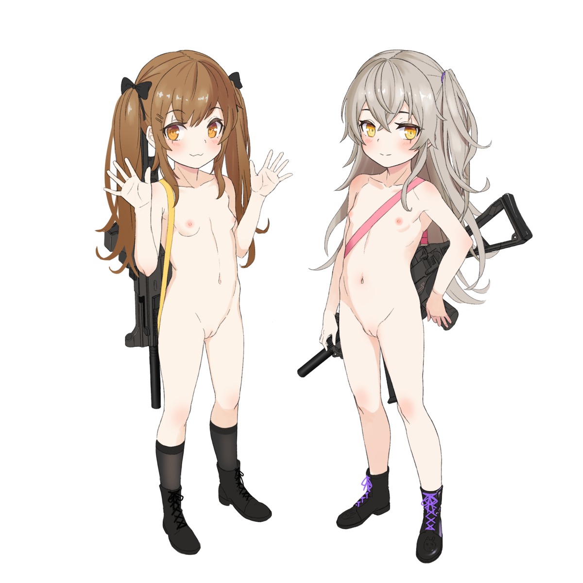 girls_frontline gun jinani loli naked nipples pussy ump45_(girls_frontline) ump9_(girls_frontline) uncensored