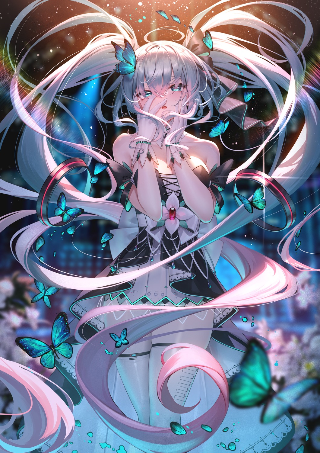 dress hatsune_miku meion see_through thighhighs vocaloid