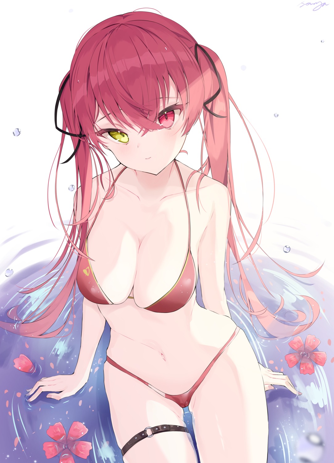 bikini garter heterochromia hololive houshou_marine somnya swimsuits