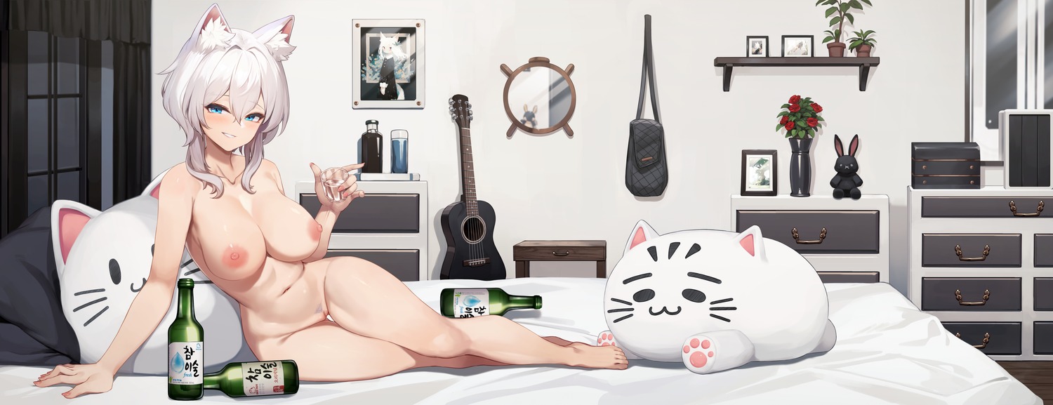 animal_ears charlene daydream_(zhdkffk21) naked nekomimi nipples pubic_hair pussy