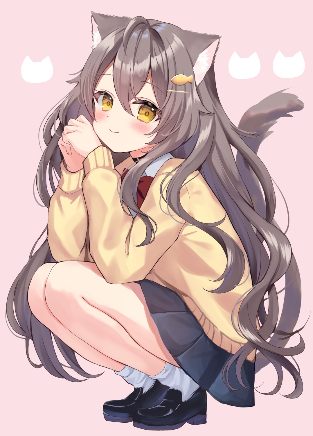 animal_ears hamico nekomimi seifuku skirt_lift sweater tail