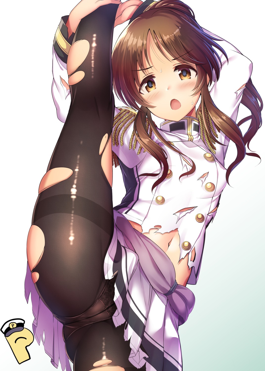 cameltoe ment pantsu pantyhose skirt_lift torn_clothes uniform