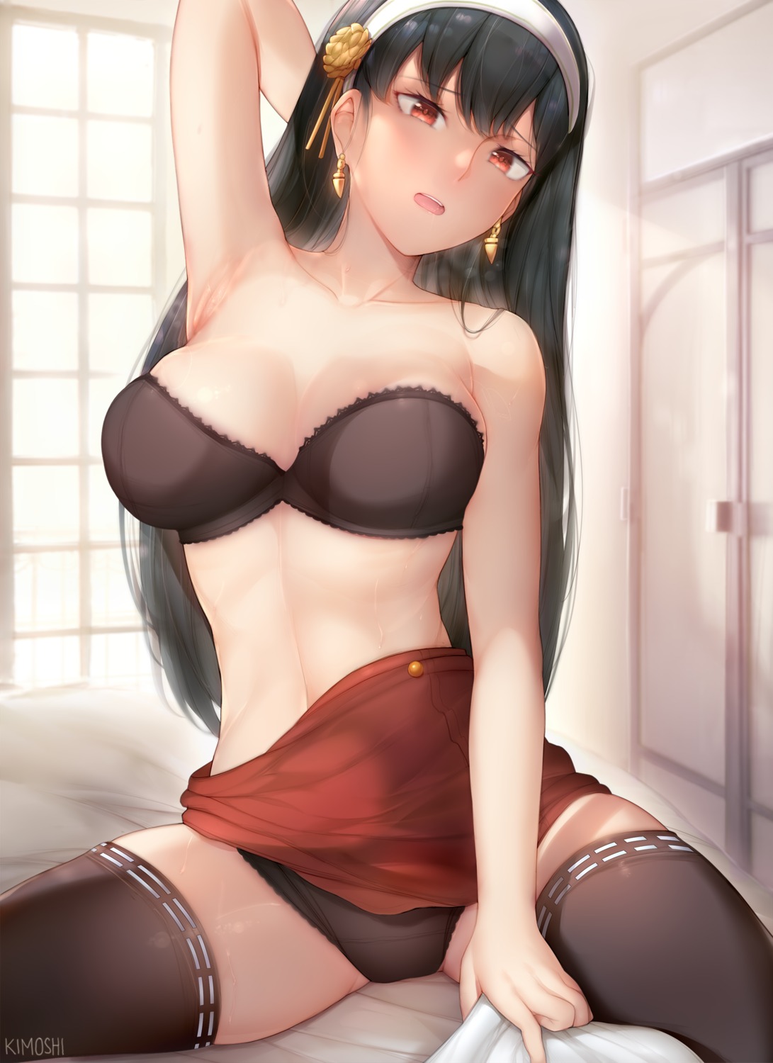 bra kimoshi pantsu skirt_lift spy_x_family thighhighs yor_briar