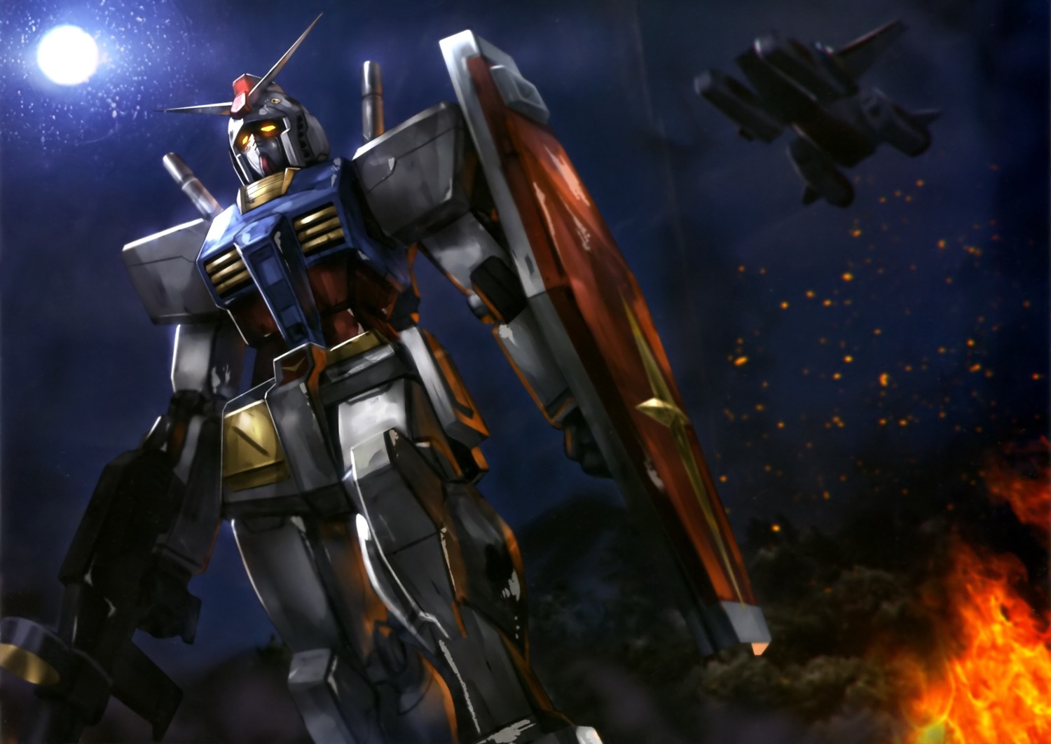 gun gundam landscape mecha mobile_suit_gundam rx-78-2_gundam sword weapon